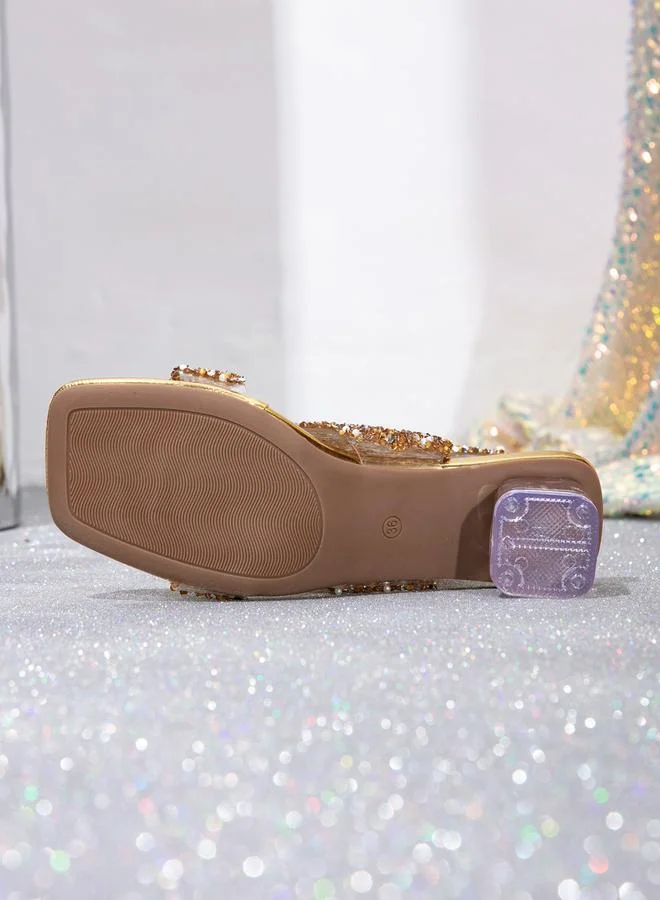 تايك تو صندل بأربطة مزين بأحجار الراين